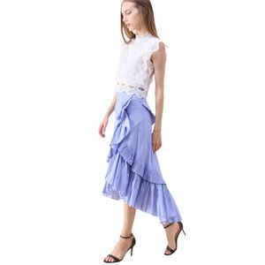 NWT CHICWISH (SM) Blue/White Striped Applause of Ruffle Tiered Frill Hem Skirt